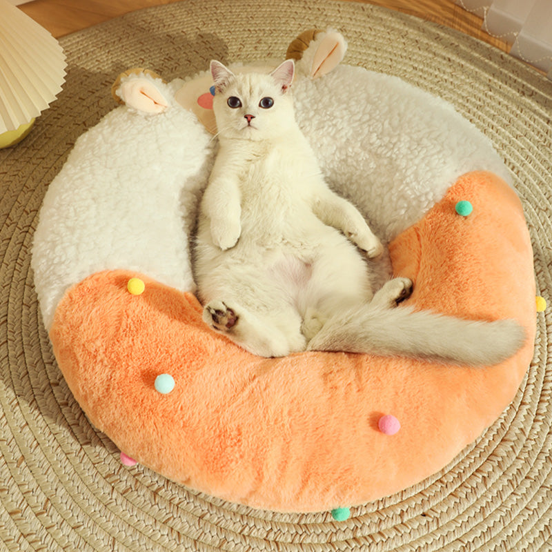 Cozy round plush pet nest bed, view 5 - MRSLM