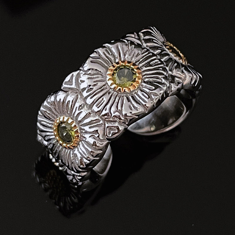 women's small daisy 925 silver ring - MRSLM