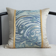blue jacquard patchwork pillowcase, view 3 - MRSLM