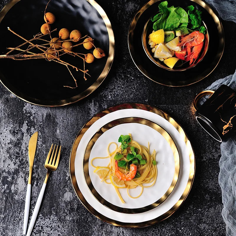 ceramic platter with gold edge, view 5 - MRSLM