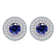 sterling silver round micro set zircon earrings, view 7 - MRSLM