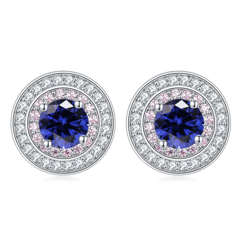 sterling silver round micro set zircon earrings, view 7 - MRSLM