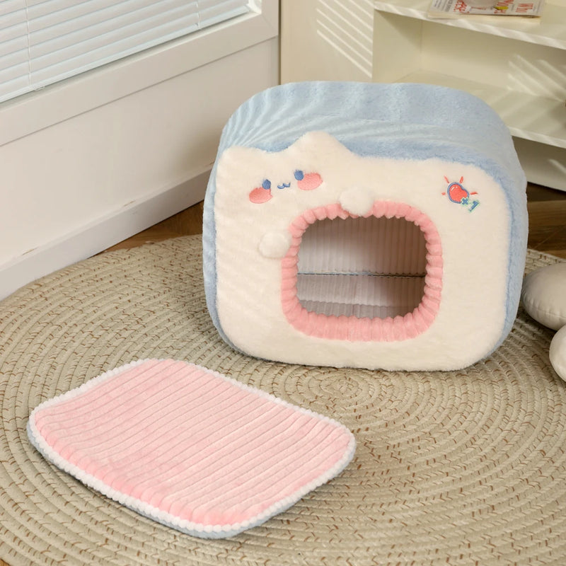 cozy cat bed with cushion, view 7 - MRSLM