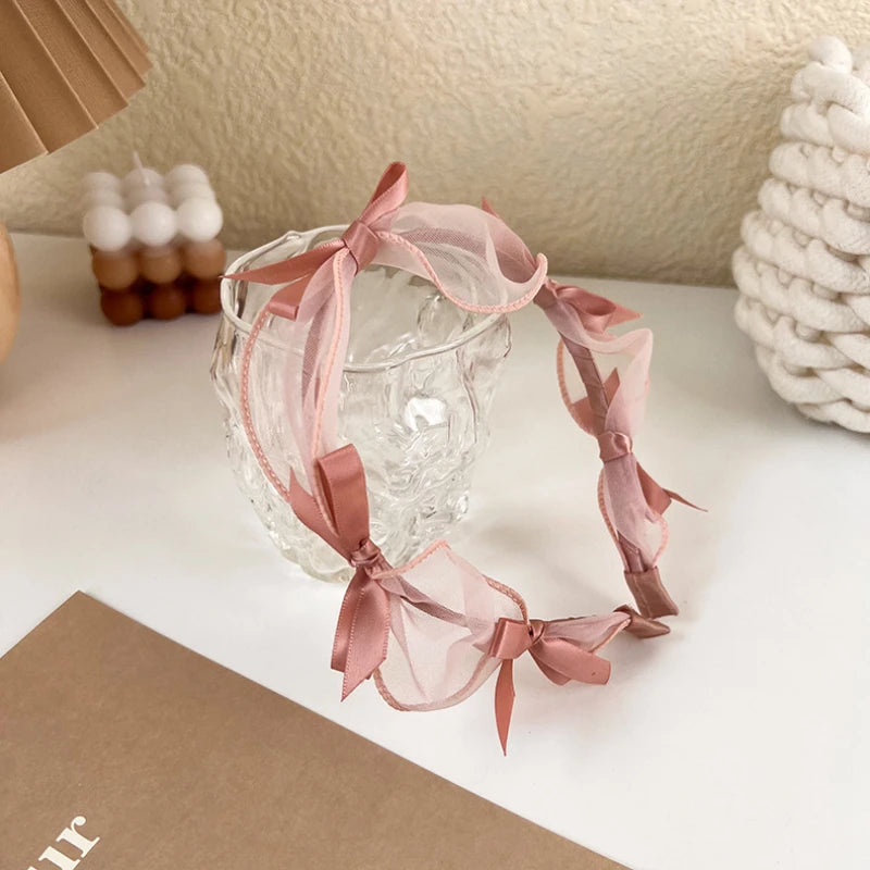 bow knot lace mesh headband, view 4 - MRSLM
