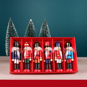 Wooden nutcracker soldier ornaments set of 6, view 3 - MRSLM