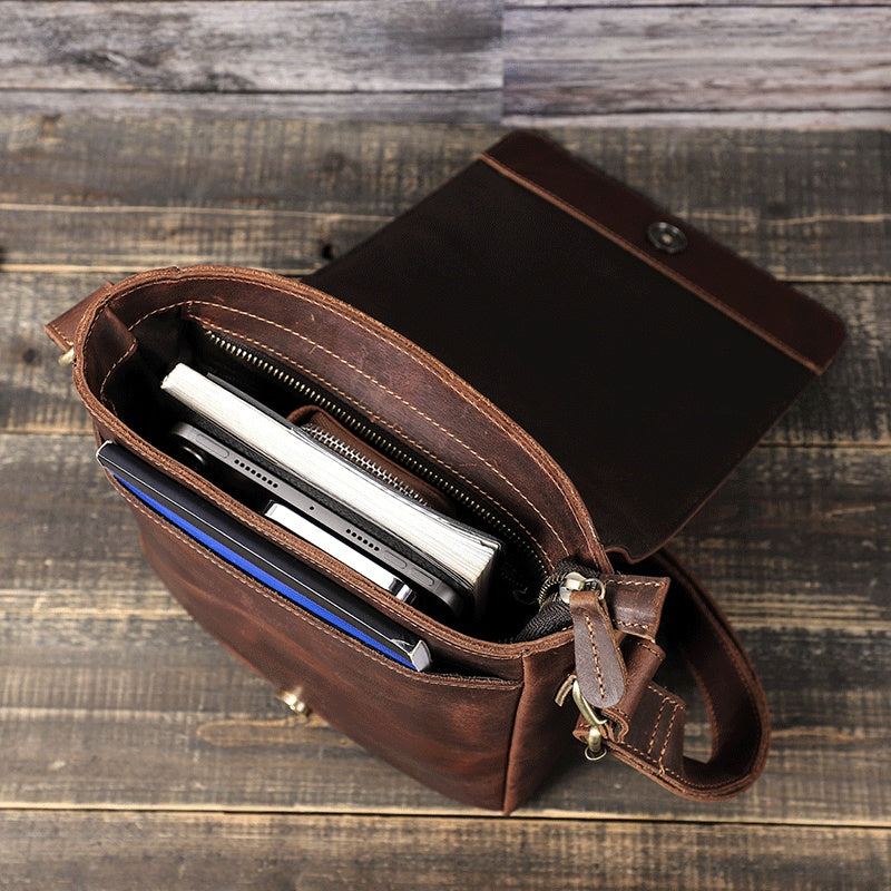 men's leather crossbody bag, view 2 - MRSLM