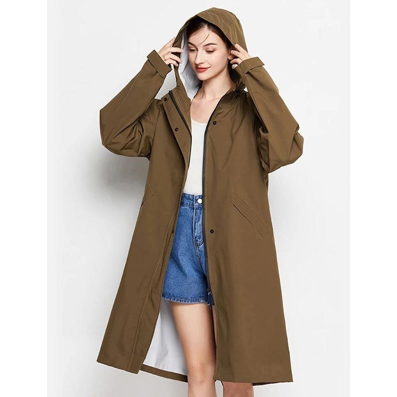 women's waterproof hooded rain jacket, view 4 - MRSLM