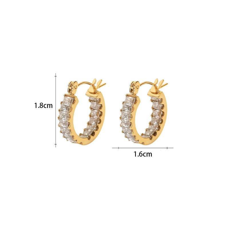 Gold zirconia hoop earrings, view 7 - MRSLM