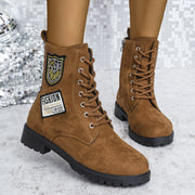 women's lace-up chunky heel boots, view 3 - MRSLM