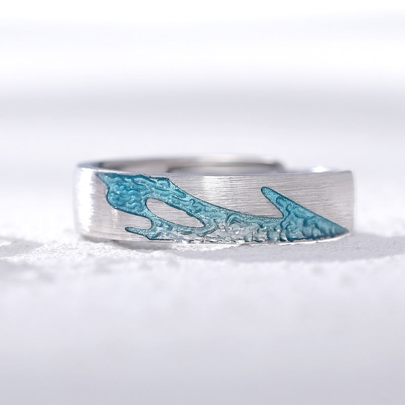sterling silver star sea couple ring, view 6 - MRSLM