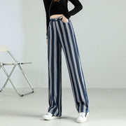 high waist vintage stripe wide-leg jeans, view 7 - MRSLM