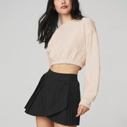 chic cotton cropped hoodie for women, view 2 - MRSLM
