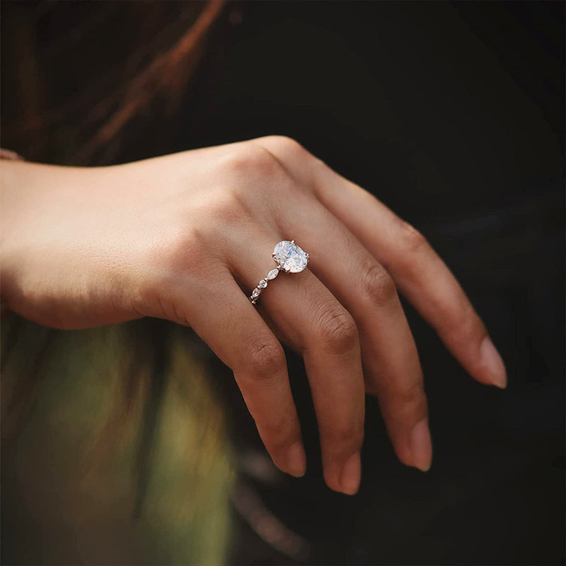 S925 silver four claw zircon ring, view 4 - MRSLM