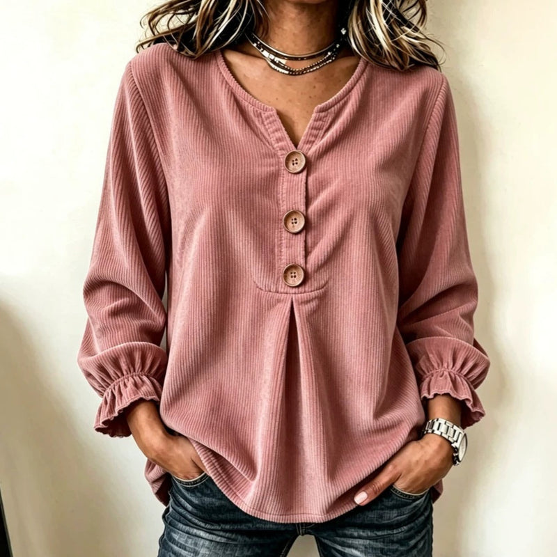 Women's corduroy long sleeve blouse - MRSLM