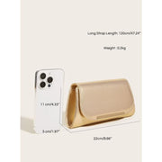 shiny striped pu leather evening clutch, view 9 - MRSLM