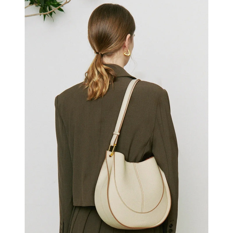 genuine leather hobo shoulder tote bag, view 4 - MRSLM