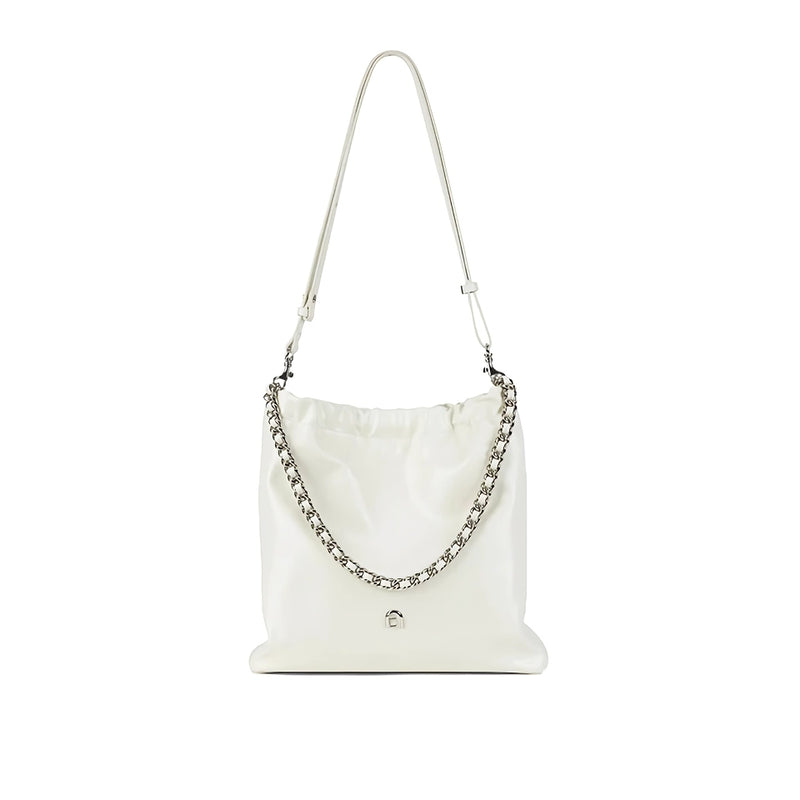 split leather chain tote bag, view 3 - MRSLM