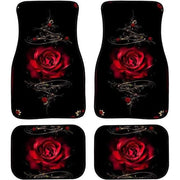 Red rose printed all-weather car floor mats - MRSLM