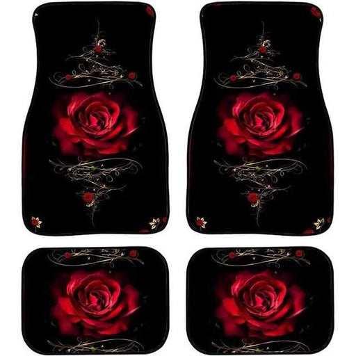 Red rose printed all-weather car floor mats - MRSLM