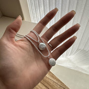 women's vintage button pearl necklace, view 2 - MRSLM