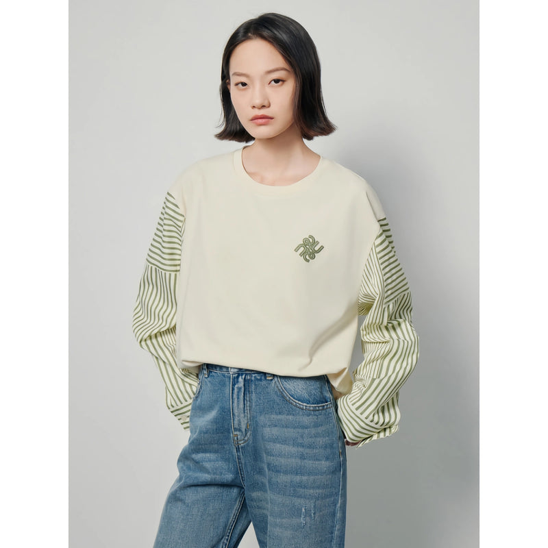 contrast color patchwork pullover, view 2 - MRSLM