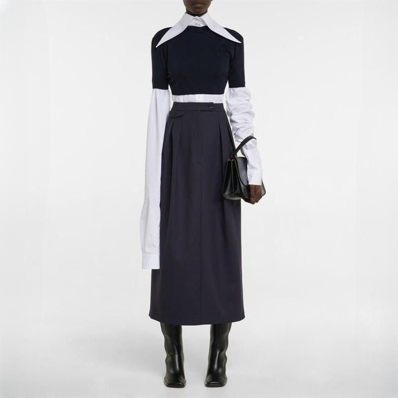 high-waisted vintage pleated midi skirt - MRSLM