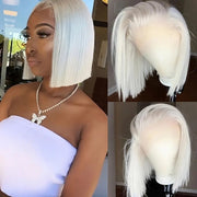 Pure white lace front bob wig - MRSLM