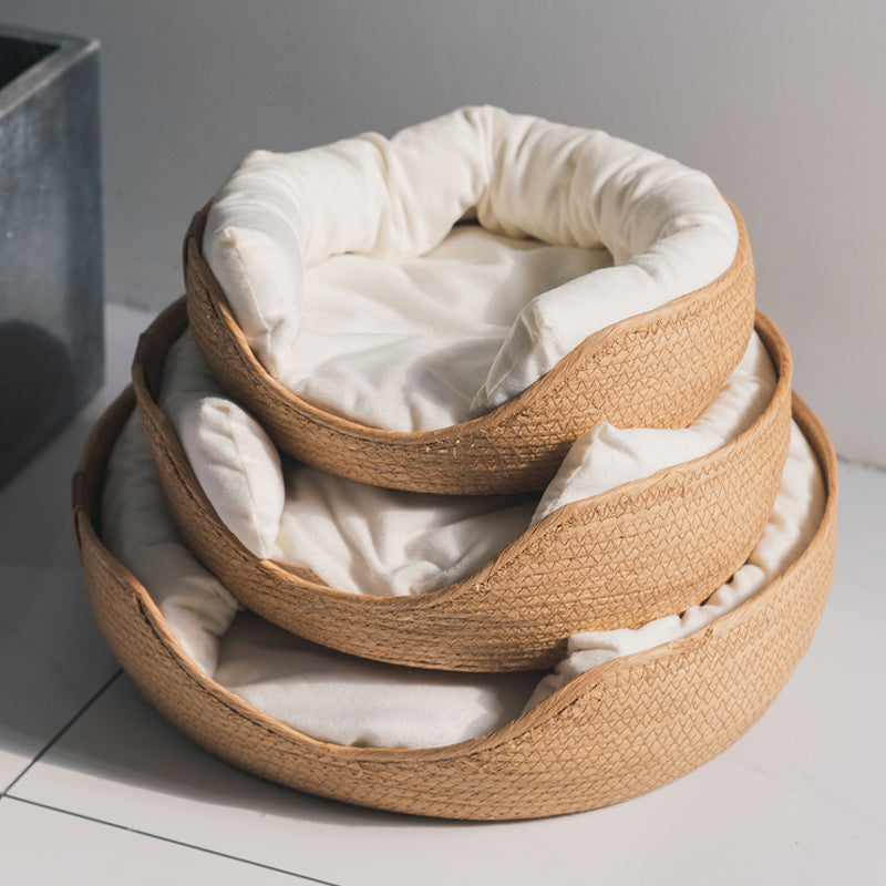 Handmade bamboo weaving cat and puppy bed, view 5 - MRSLM