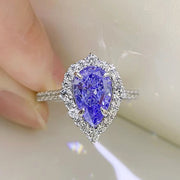 tanzanite blue high carbon diamond silver ring, view 6 - MRSLM