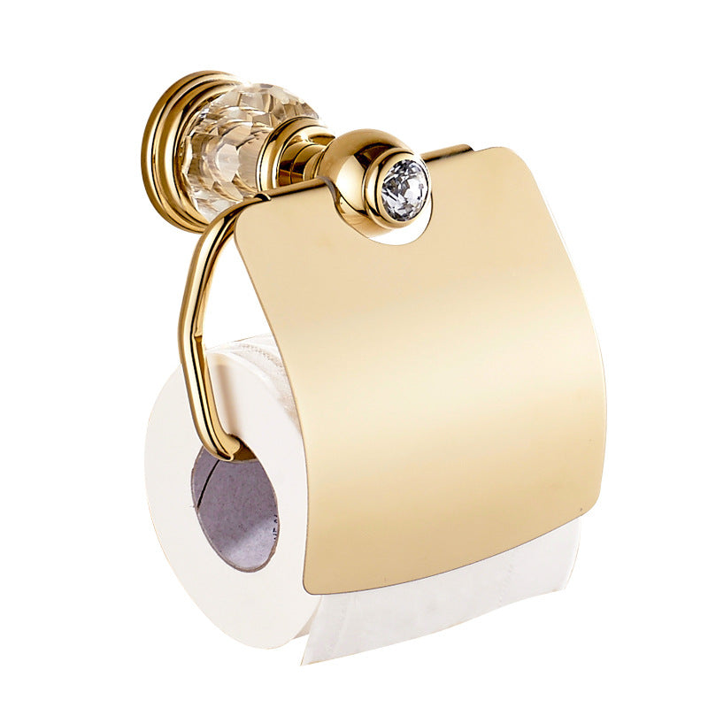gold brass toilet paper holder with crystal, view 6 - MRSLM