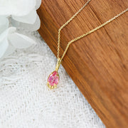 Red corundum double stone silver pendant, view 3 - MRSLM