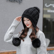 women's winter knitted hat with pom-pom - MRSLM