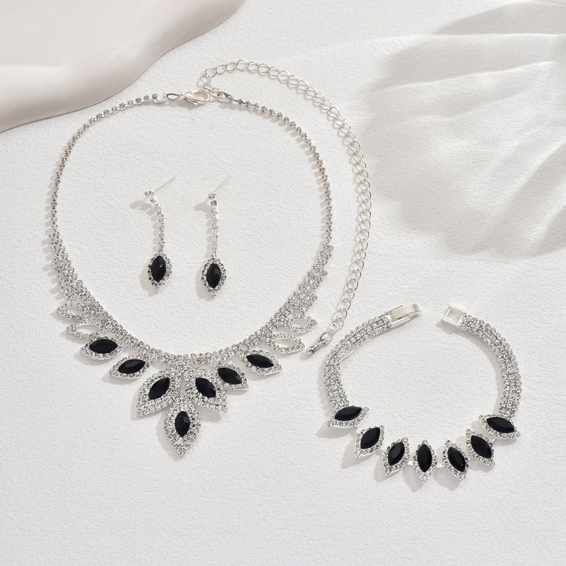 Marquise crystal necklace, earrings and bracelet set, view 7 - MRSLM