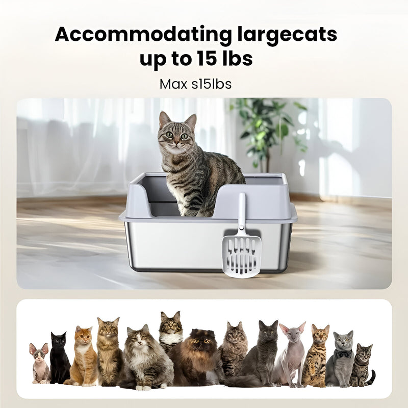 stainless steel cat litter box, view 5 - MRSLM