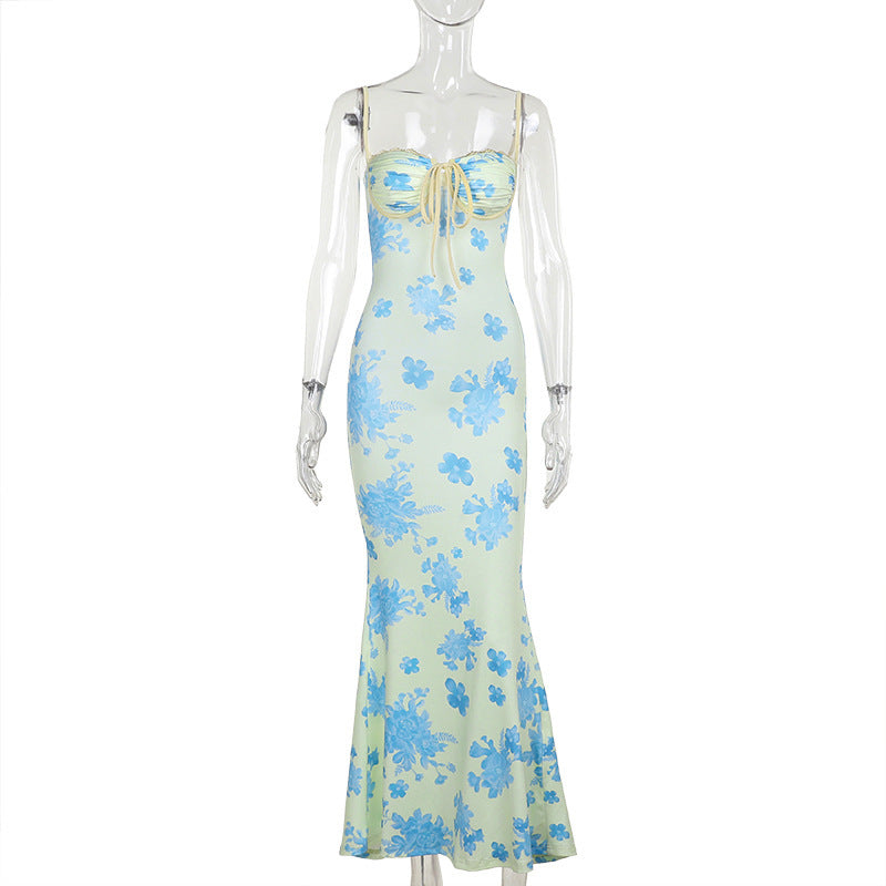 Printed long slip dress, view 7 - MRSLM
