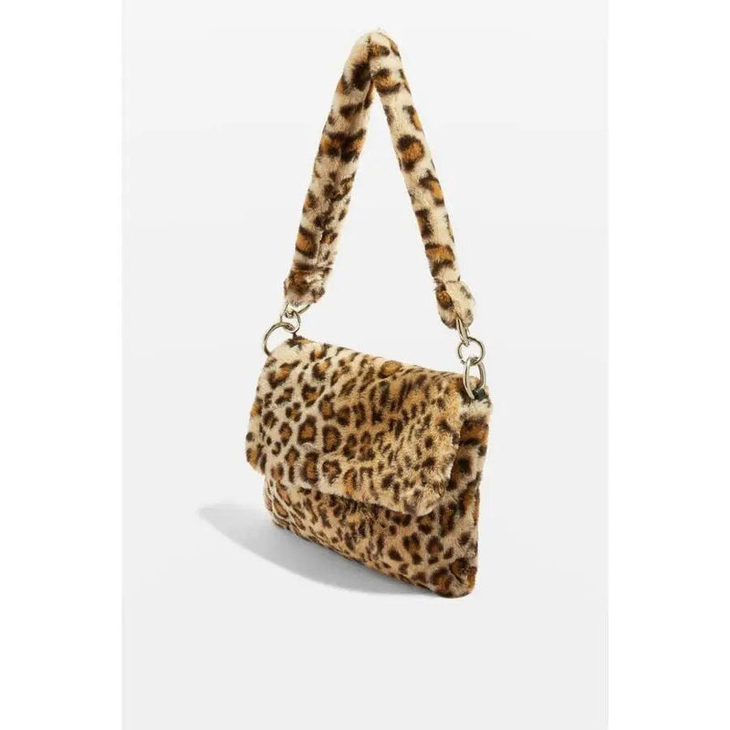 leopard print faux fur crossbody bag, view 5 - MRSLM