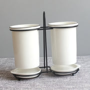 Ceramic chopsticks and utensil storage set, view 3 - MRSLM