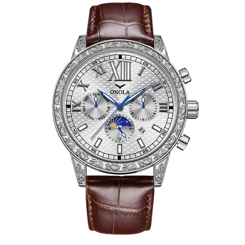 Men's automatic mechanical leather watch, business, view 10 - MRSLM