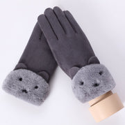 Women's plush-lined suede touchscreen gloves, view 10 - MRSLM