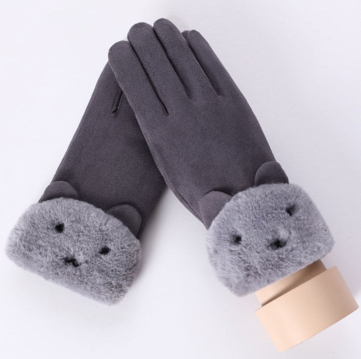 Women's plush-lined suede touchscreen gloves, view 10 - MRSLM