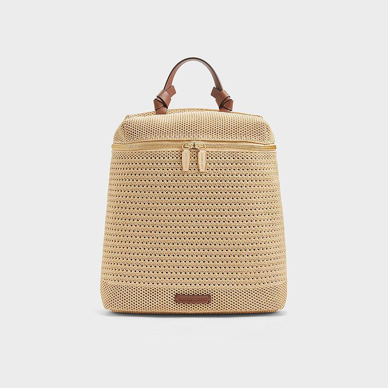 woven hollow-out denim backpack, view 3 - MRSLM