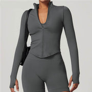 women's quick dry crop top zipper jacket - MRSLM