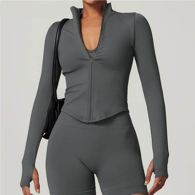 women's quick dry crop top zipper jacket - MRSLM