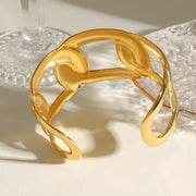 gold plated oval cuff bracelet, view 4 - MRSLM
