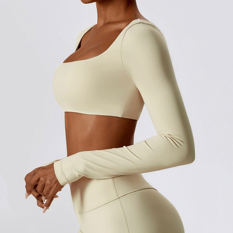 long sleeve crop top yoga shirt, view 23 - MRSLM