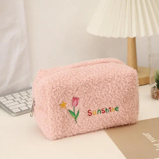 cute embroidered flowers cosmetic bag - MRSLM