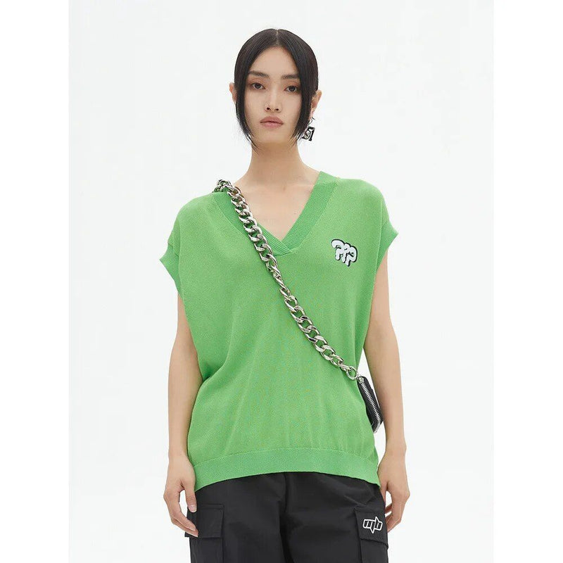V-neck knit vest for women, view 5 - MRSLM