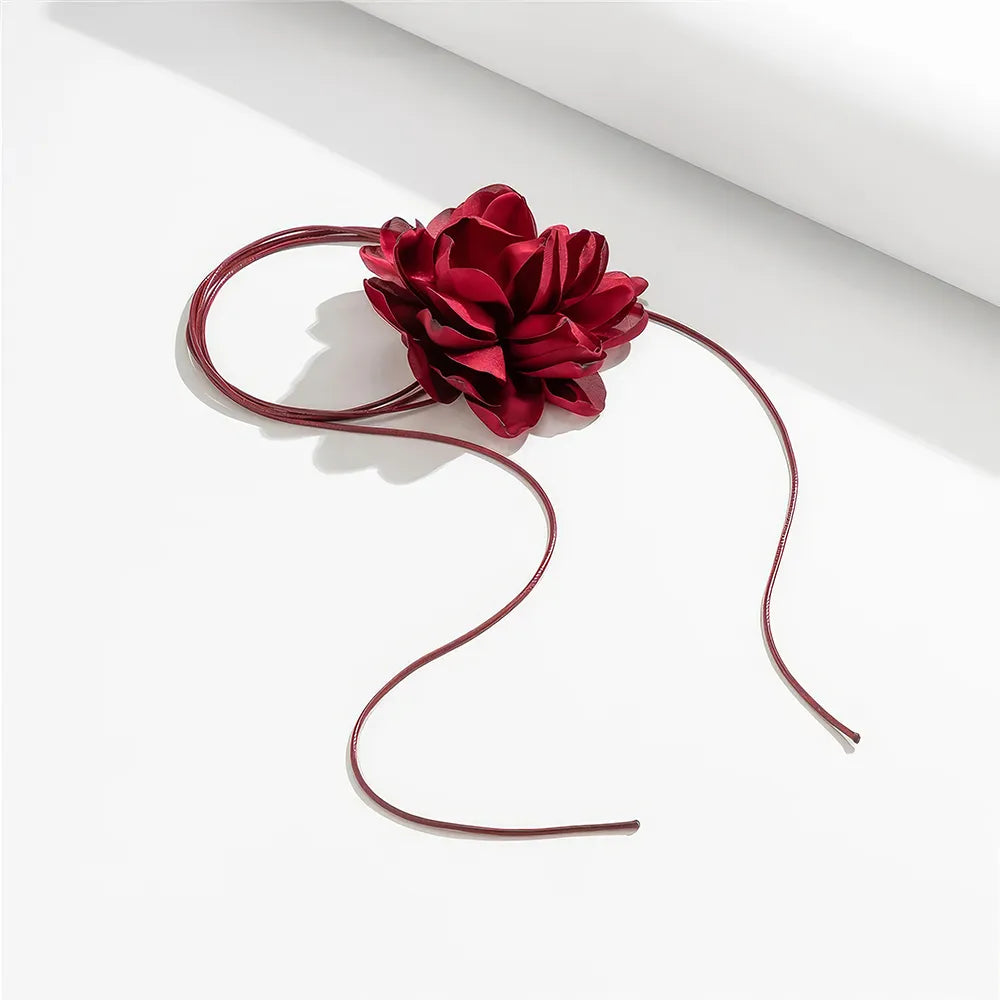 Exaggerated Big Rose Flower Choker Necklace for Women