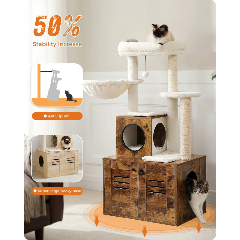 modern cat tree with litter box, view 4 - MRSLM