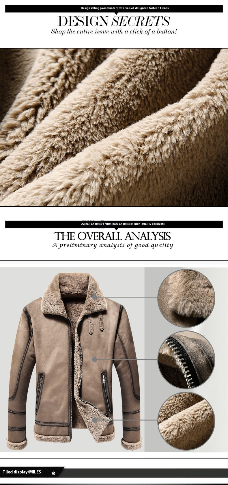 Men's polo collar fleece-lined jacket, view 10 - MRSLM